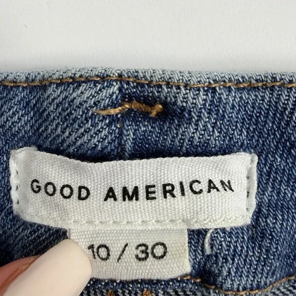 Good American Distressed Straight Jeans Women's 10/30 High Rise Raw Hem - Picture 3 of 9